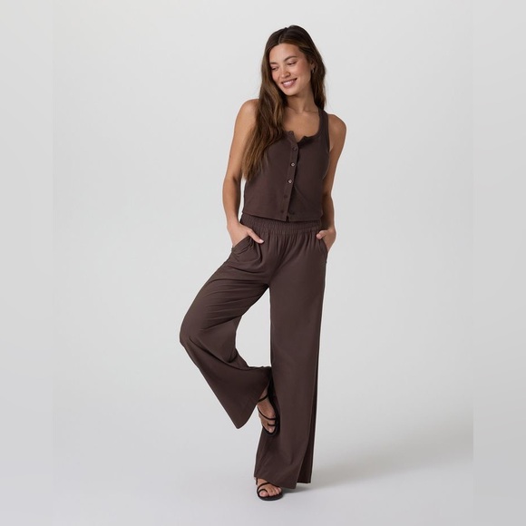 Vuori Pose Cardigan Tank Top Brown Small - Picture 2 of 6